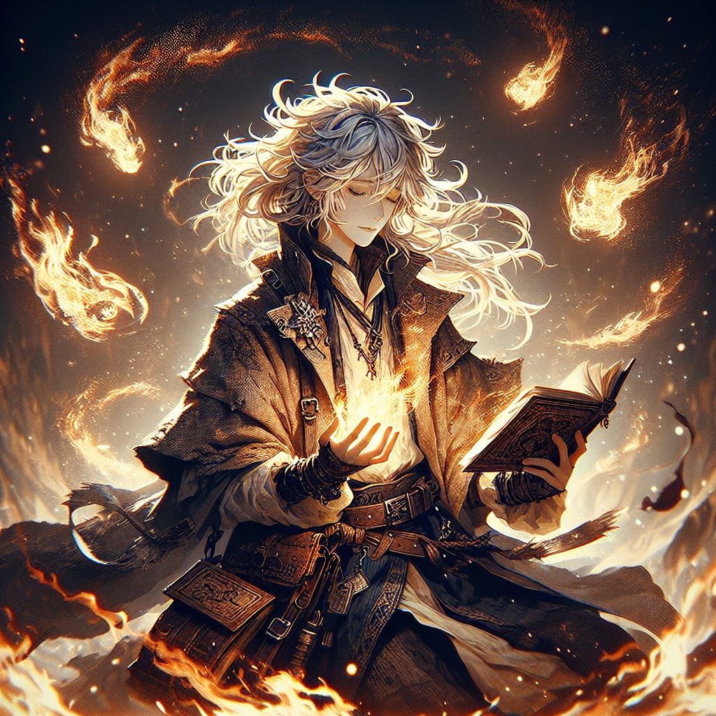 Enchanting Lynx Sorceress Conjures Flame Magic