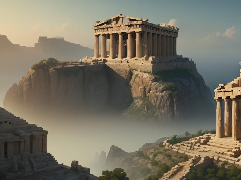 Ancient Athens: Parthenon and Mediterranean Coastline