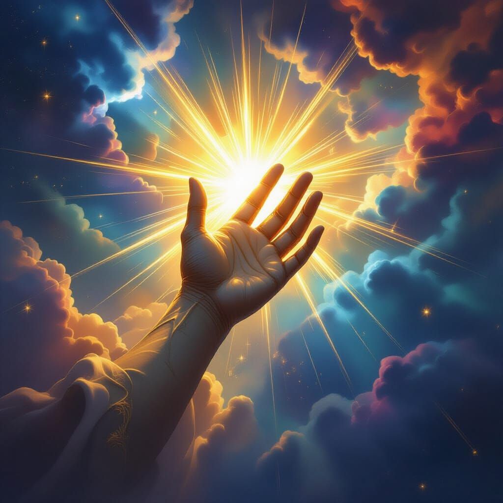 Divine Hand Reaches From Cosmic Sky