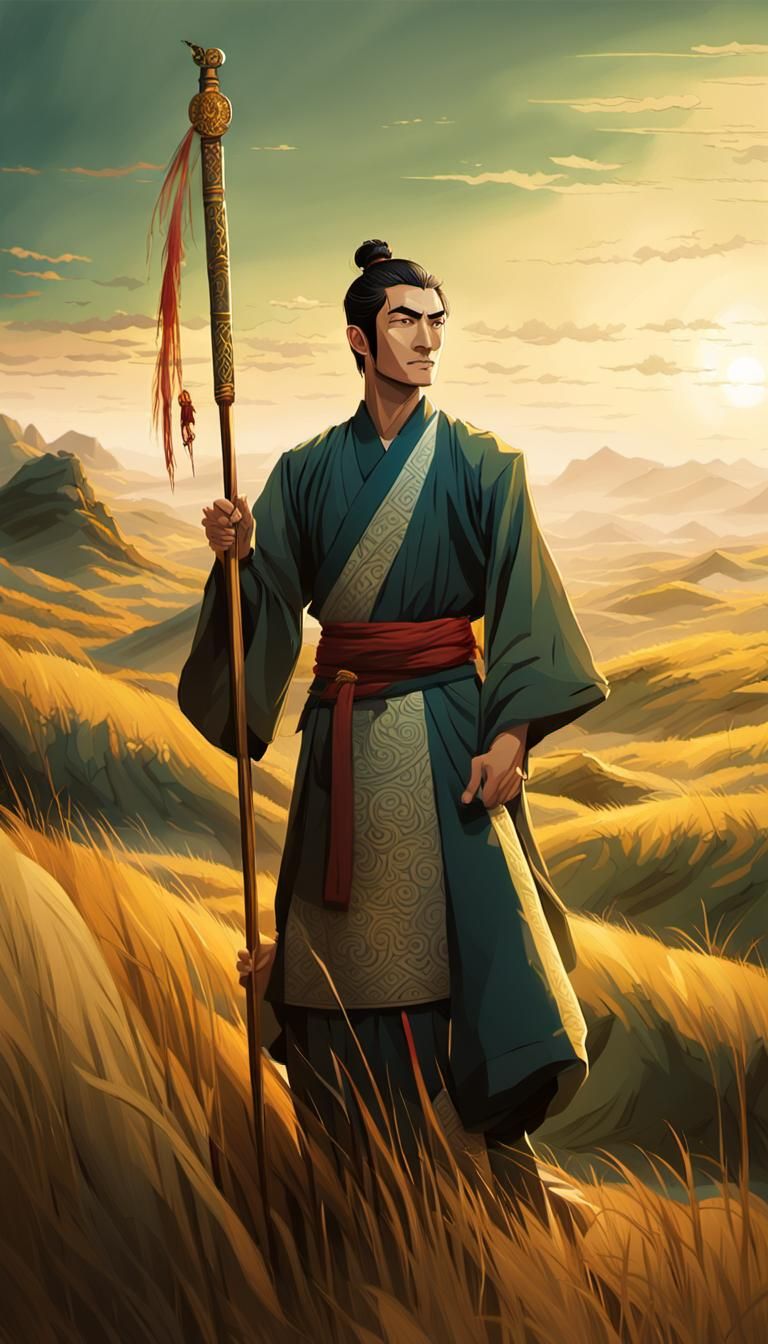Wuxia Warrior in Golden Prairie Light