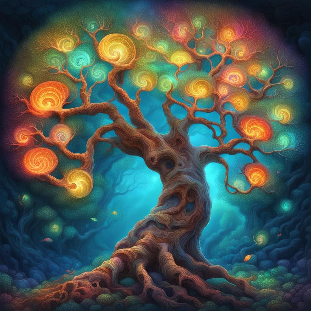 Glowing Nautilus Tree: A Vibrant Fantasy