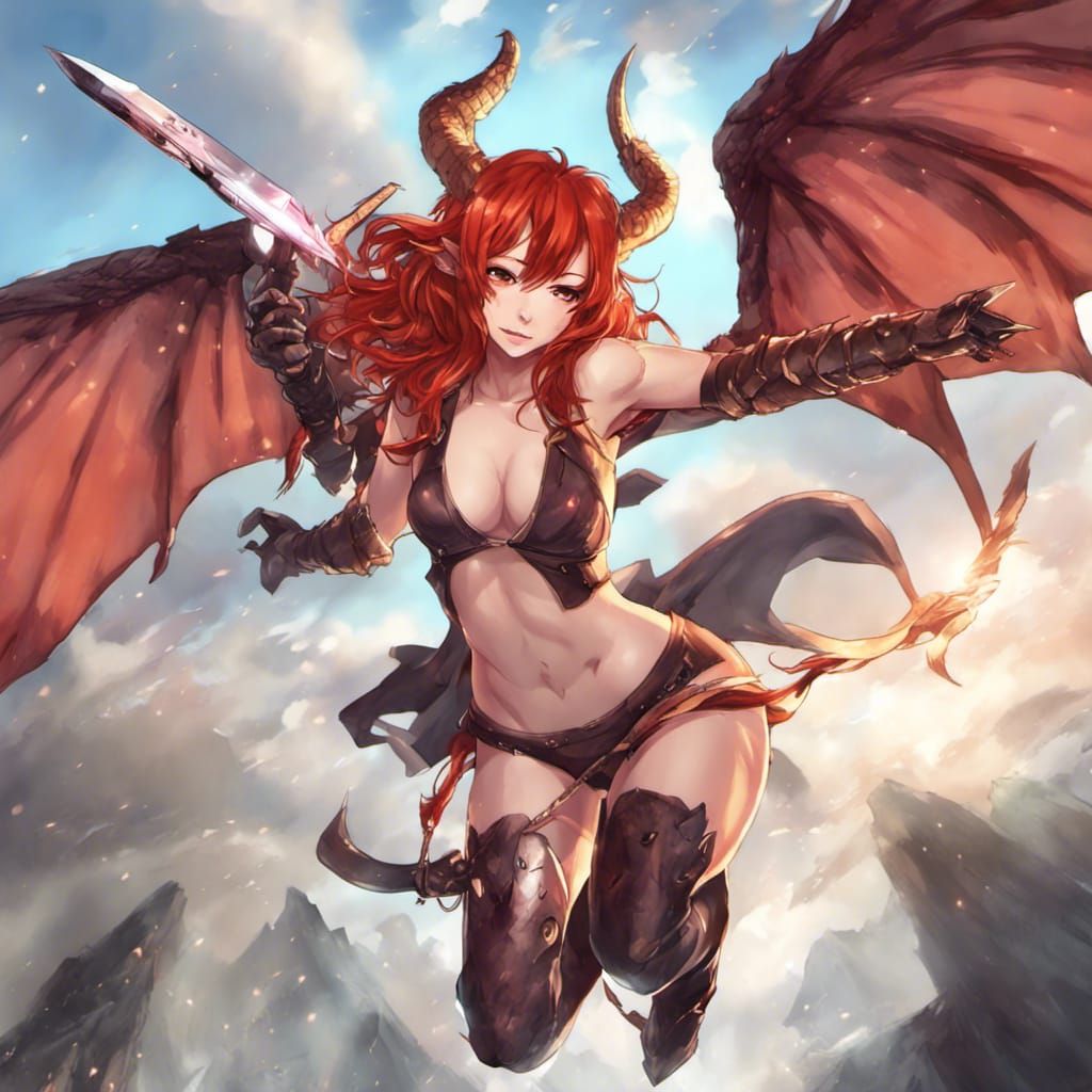 Anime Style Dragonborn Female with Laser Sword