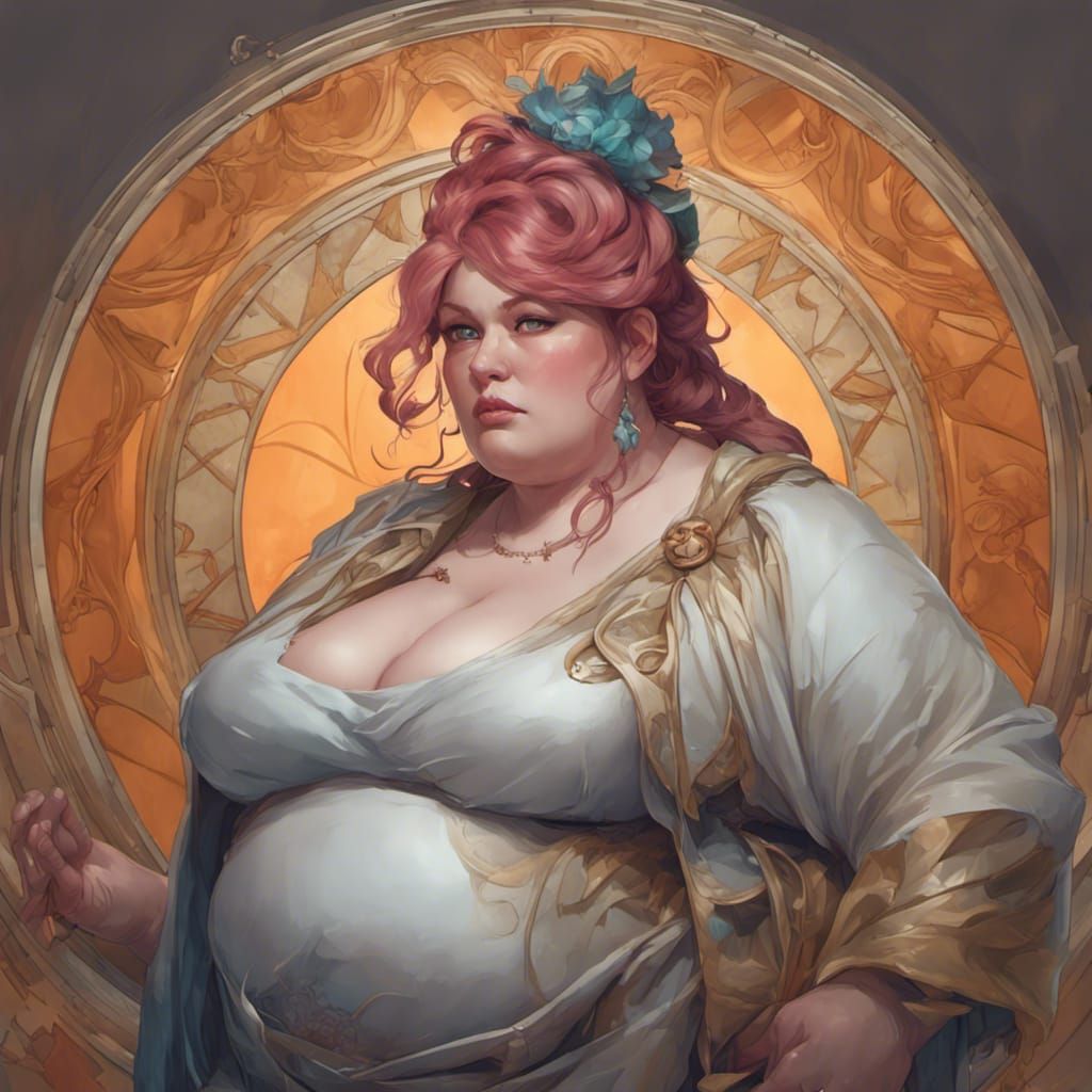Ssbbw Portrait in Hyperdetailed Digital Art Style