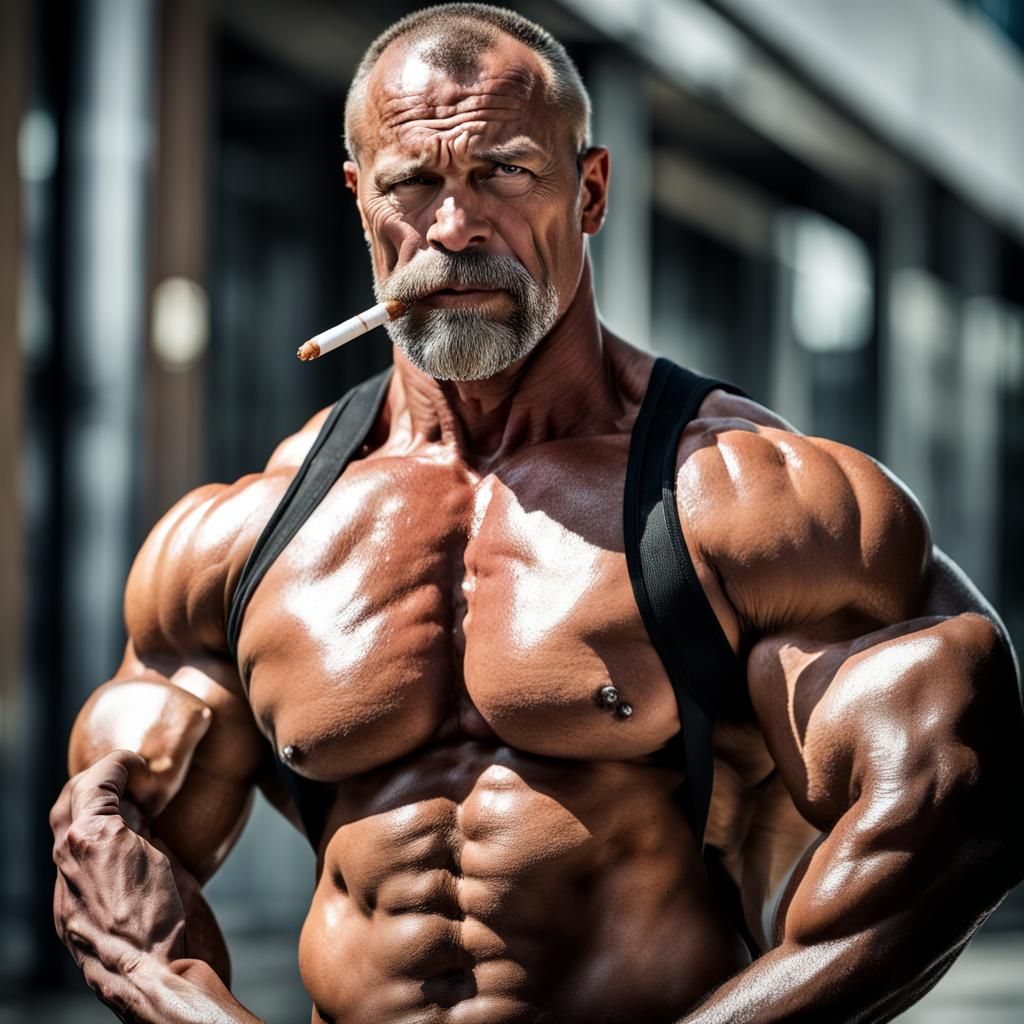 Hyperrealistic Portrait of a Muscular Security Guard