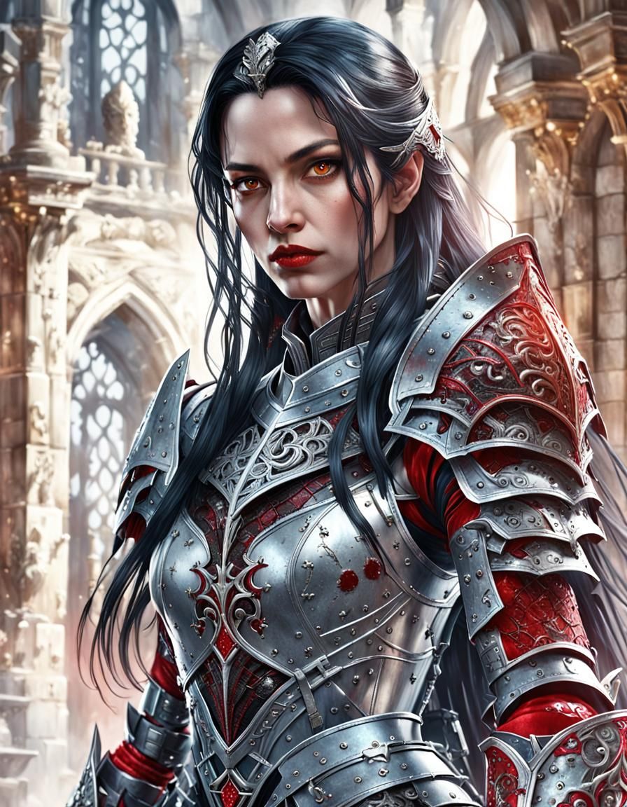 Vampire Knight in Red Armor, Dark Fantasy Art