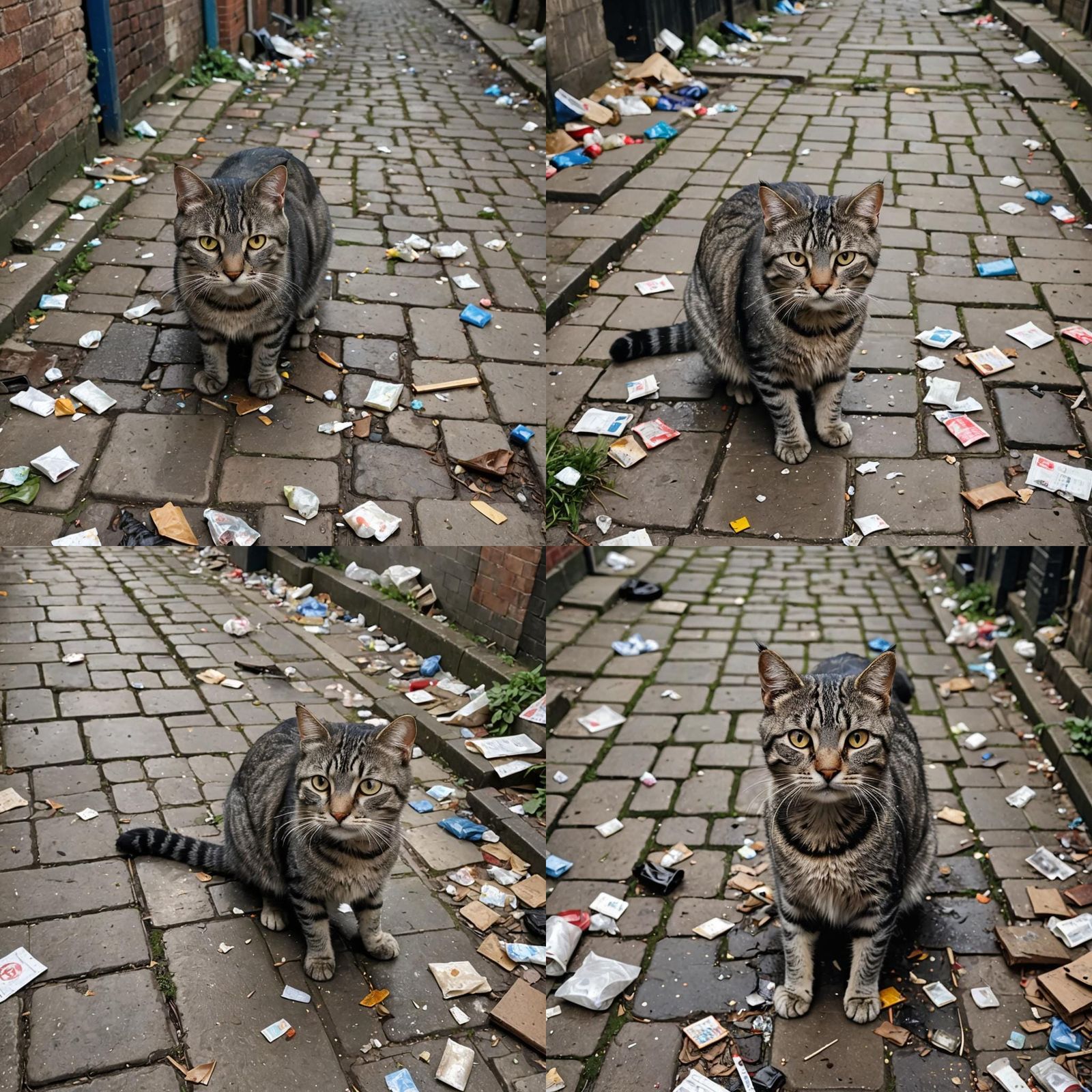 Stray Tabby Cat in Grungy Alleyway