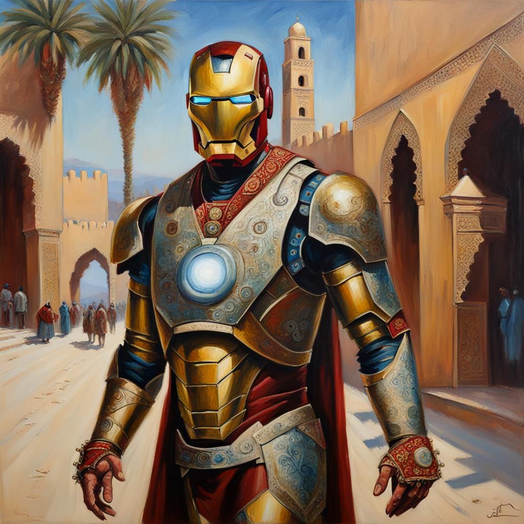 Ironman in Moroccan Dress: Oil Painting