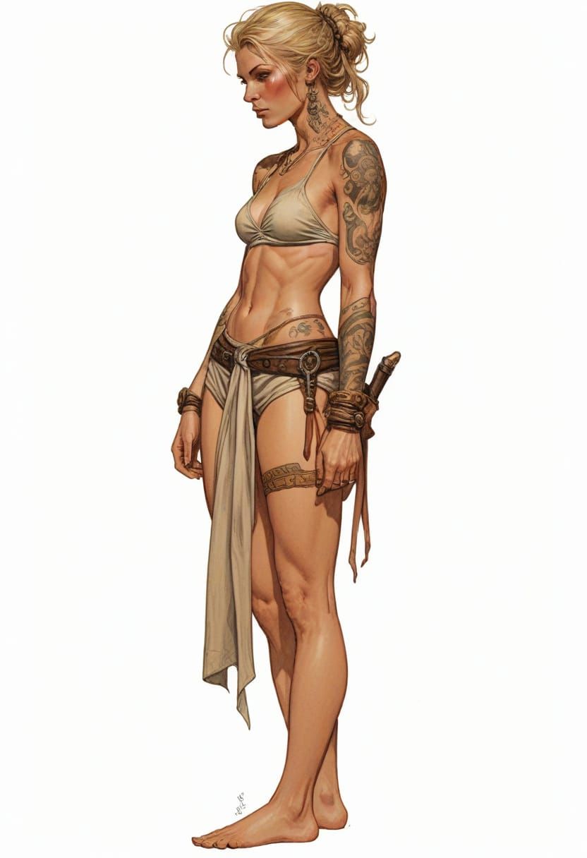 Scandinavian Swimmer Illustration in Heroic Fantasy Style