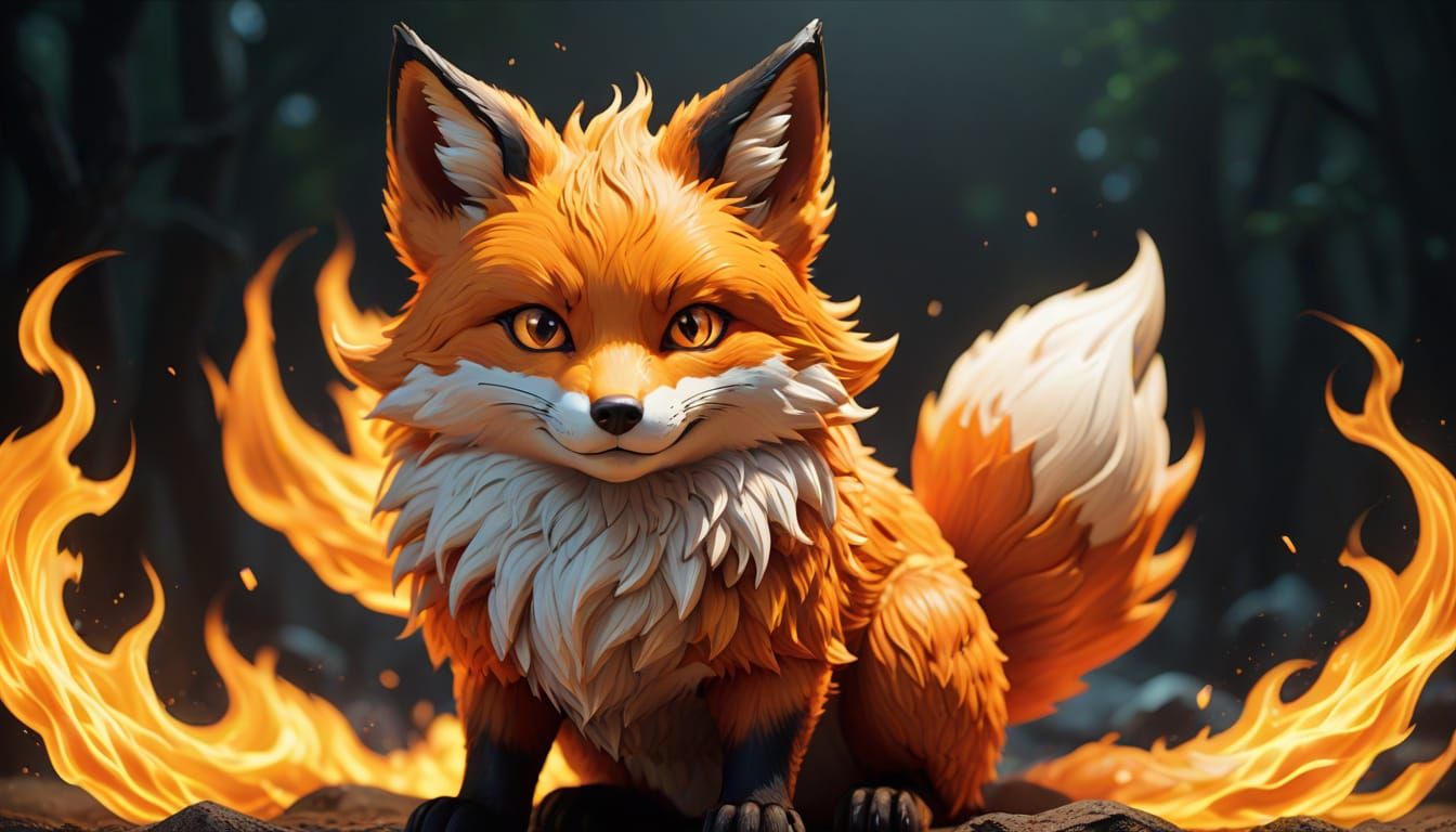 Intricate Anime Flame Fox in Stunning 16k Resolution