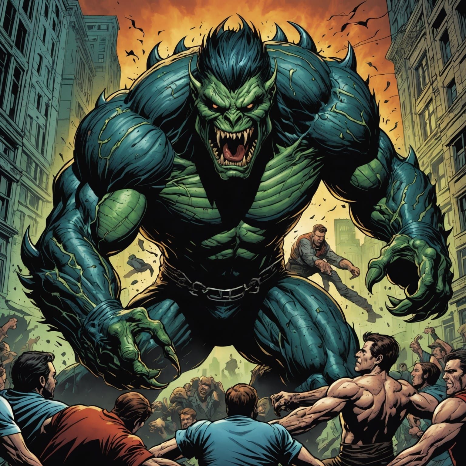 Monster Rips Arm: Comic Book Art