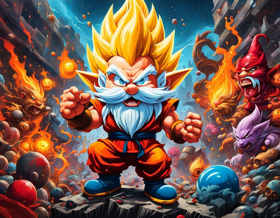 Gnome Warrior Battles Hordes of Hell in Graffiti Art