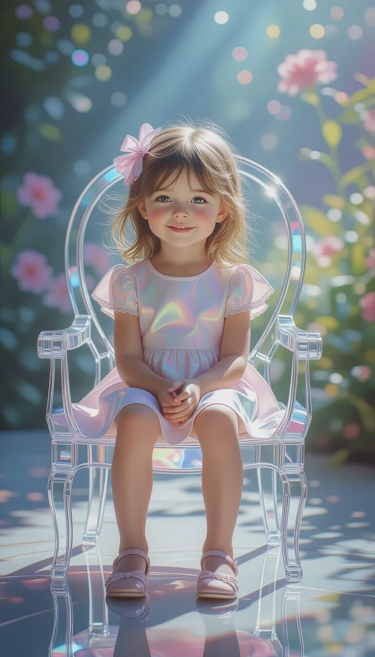 Glass Marble Girl in a Magical Garden