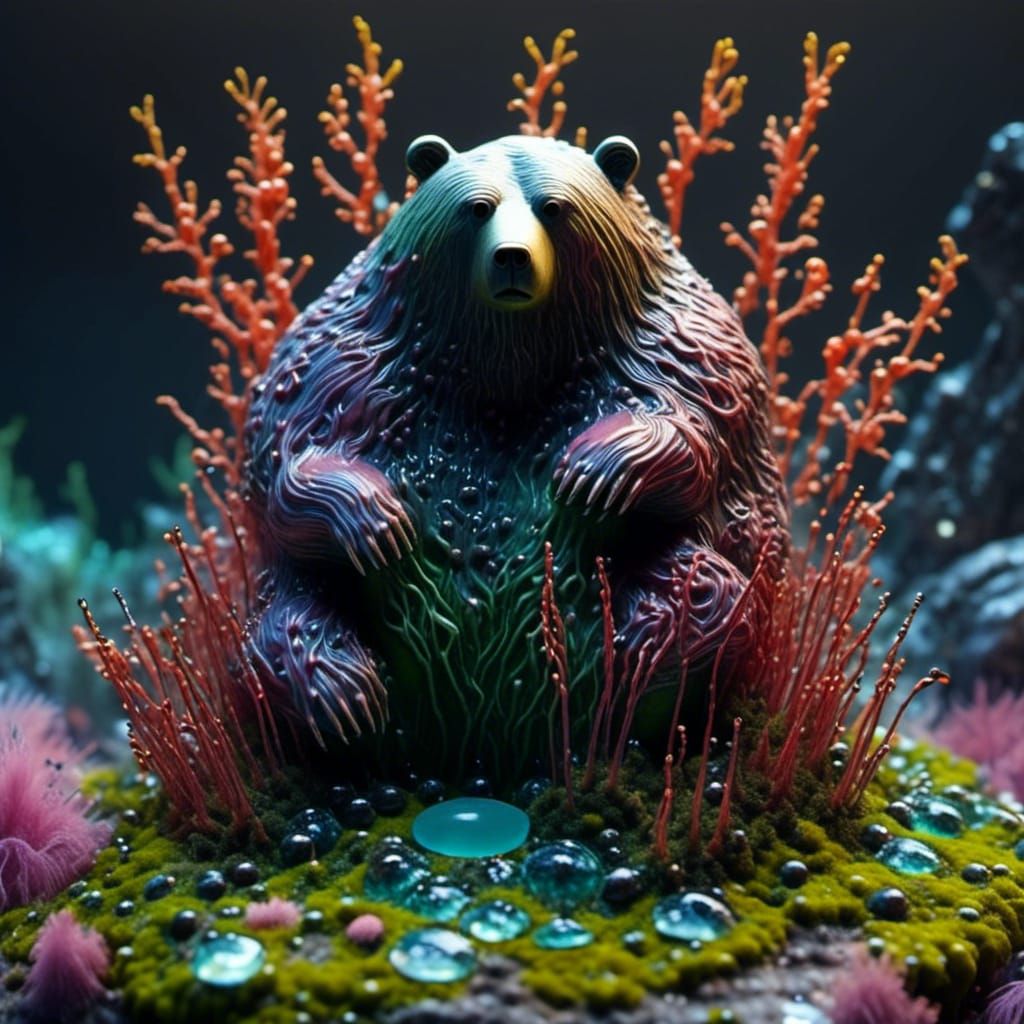 Surreal Slime Bear in Alien Ecosystem
