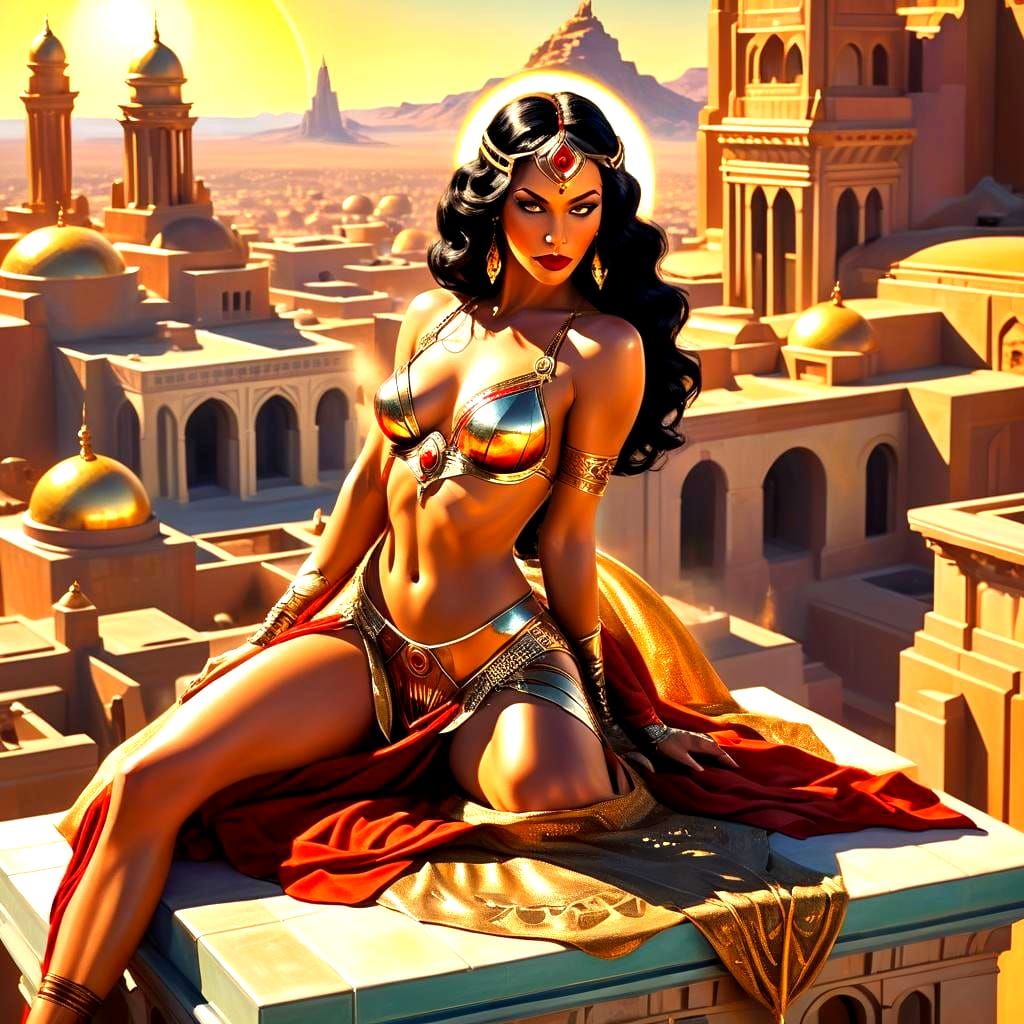 Dejah Thoris Sunbathing: Art Deco Pulp Illustration