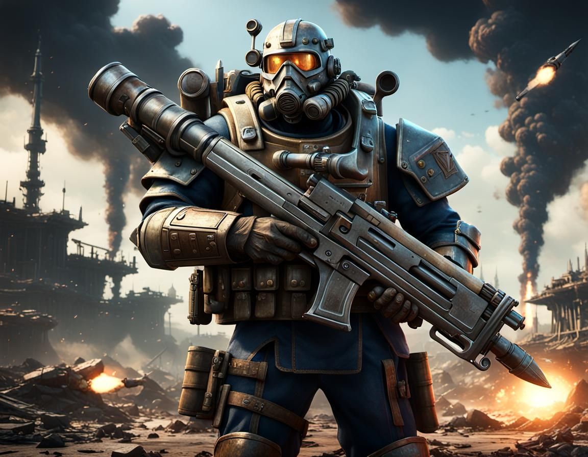 Battle God with Rocket Launcher in 3D Style