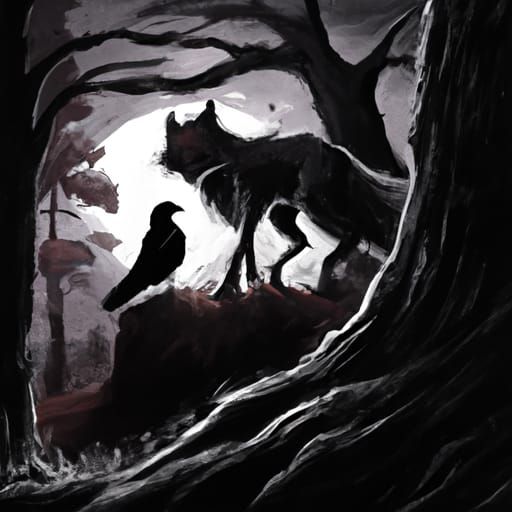 Eerie Shadow Fox in Gothic Horror Style
