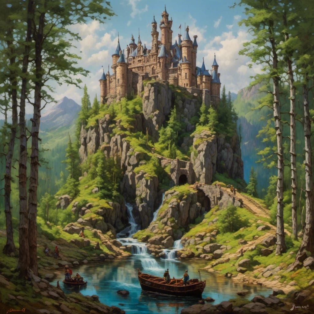 Balmoral Castle Cake: Whimsical Oil Painting