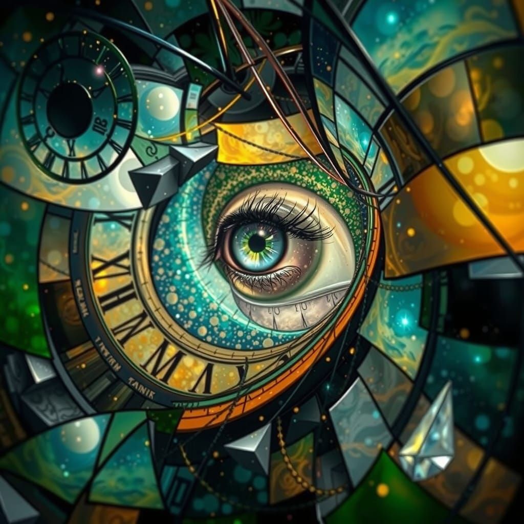 Cyberpunk Clockwork Eye in Emerald and Silver