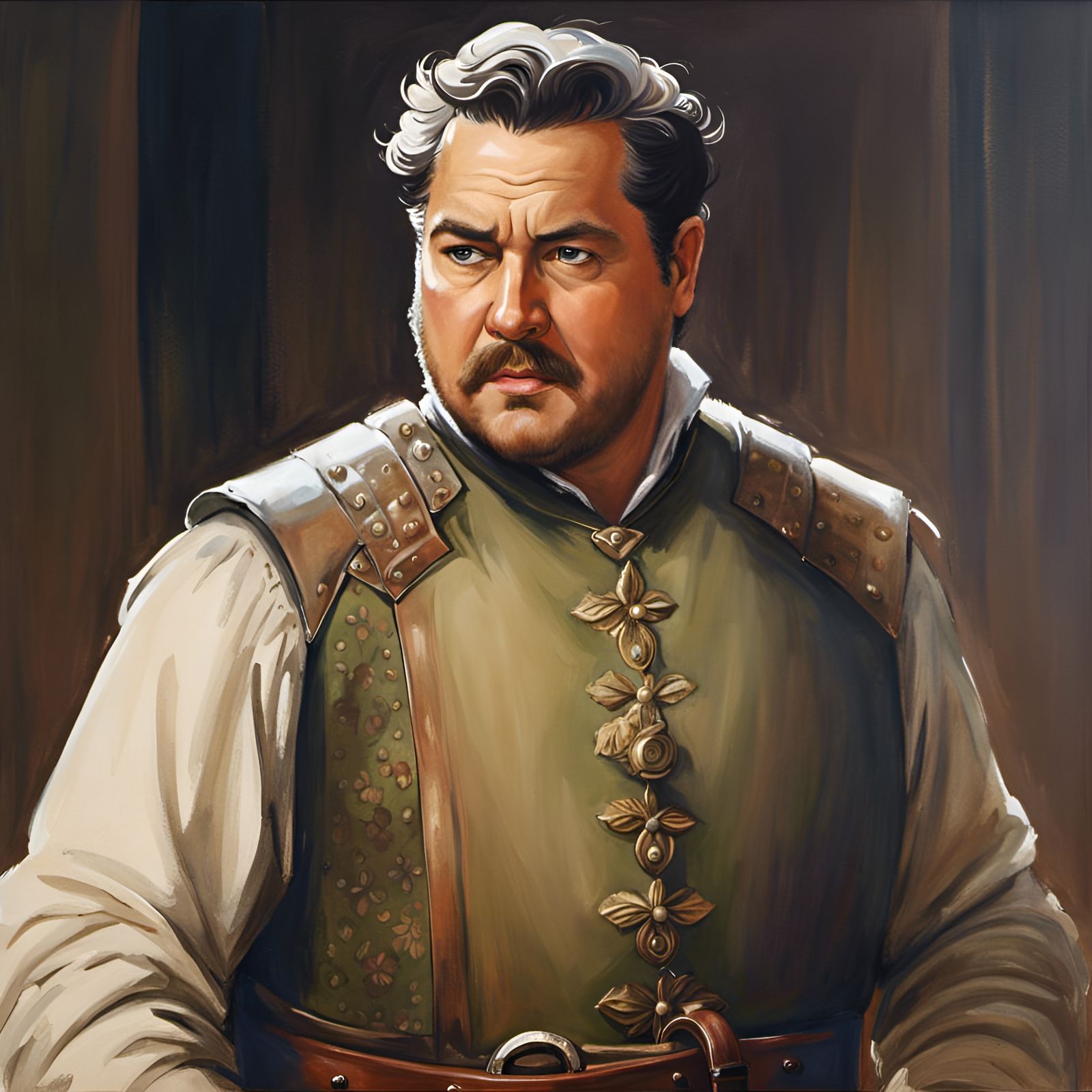 Medieval Man Portrait in Ghibli Watercolor Style