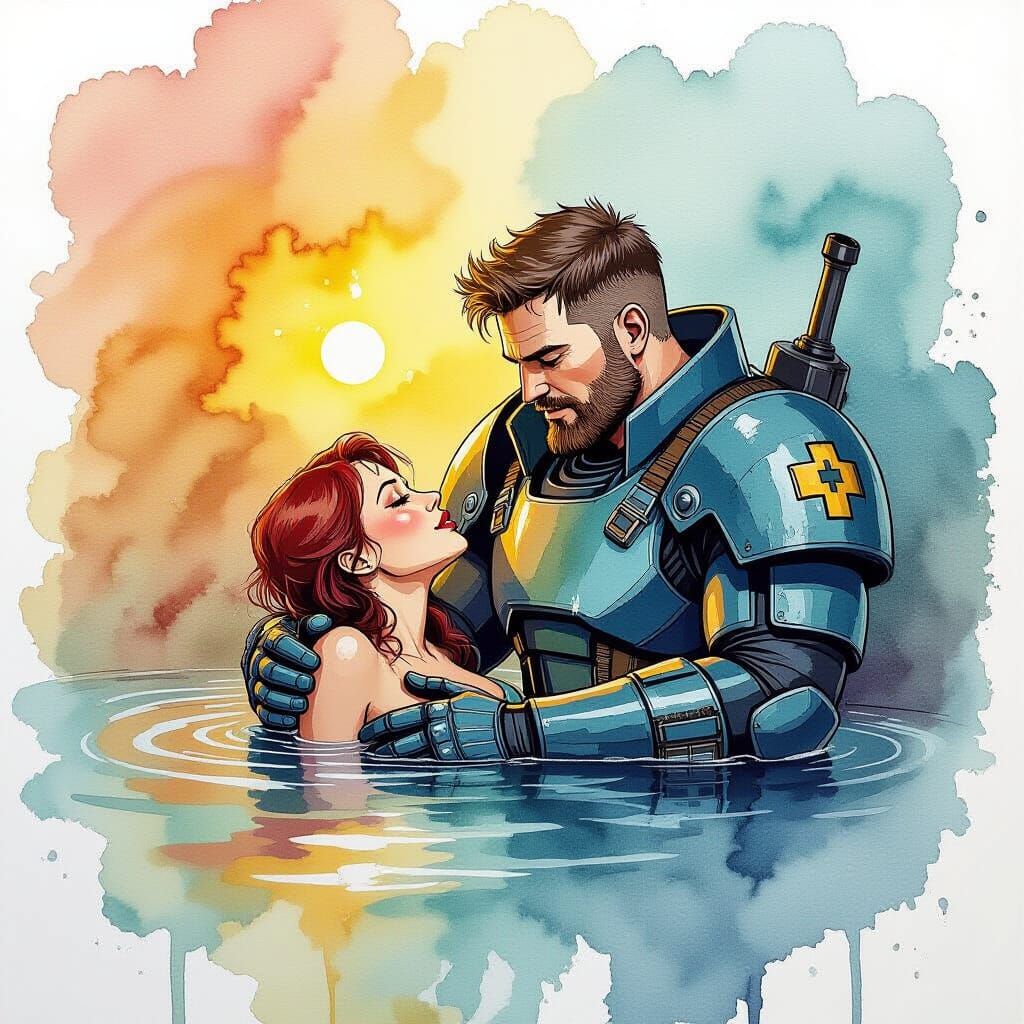 Fallout Game Baptism in Alcohol Ink Style