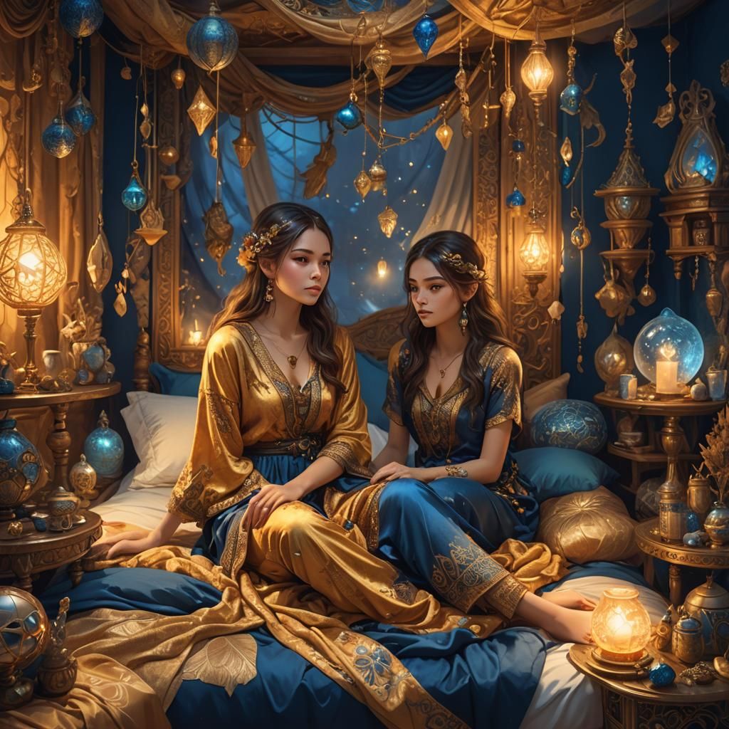 Fantasy Girl in Mystical Bedroom Concept Art