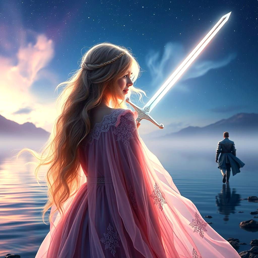 Ethereal Lady of the Lake Radiates Stardust and Majesty