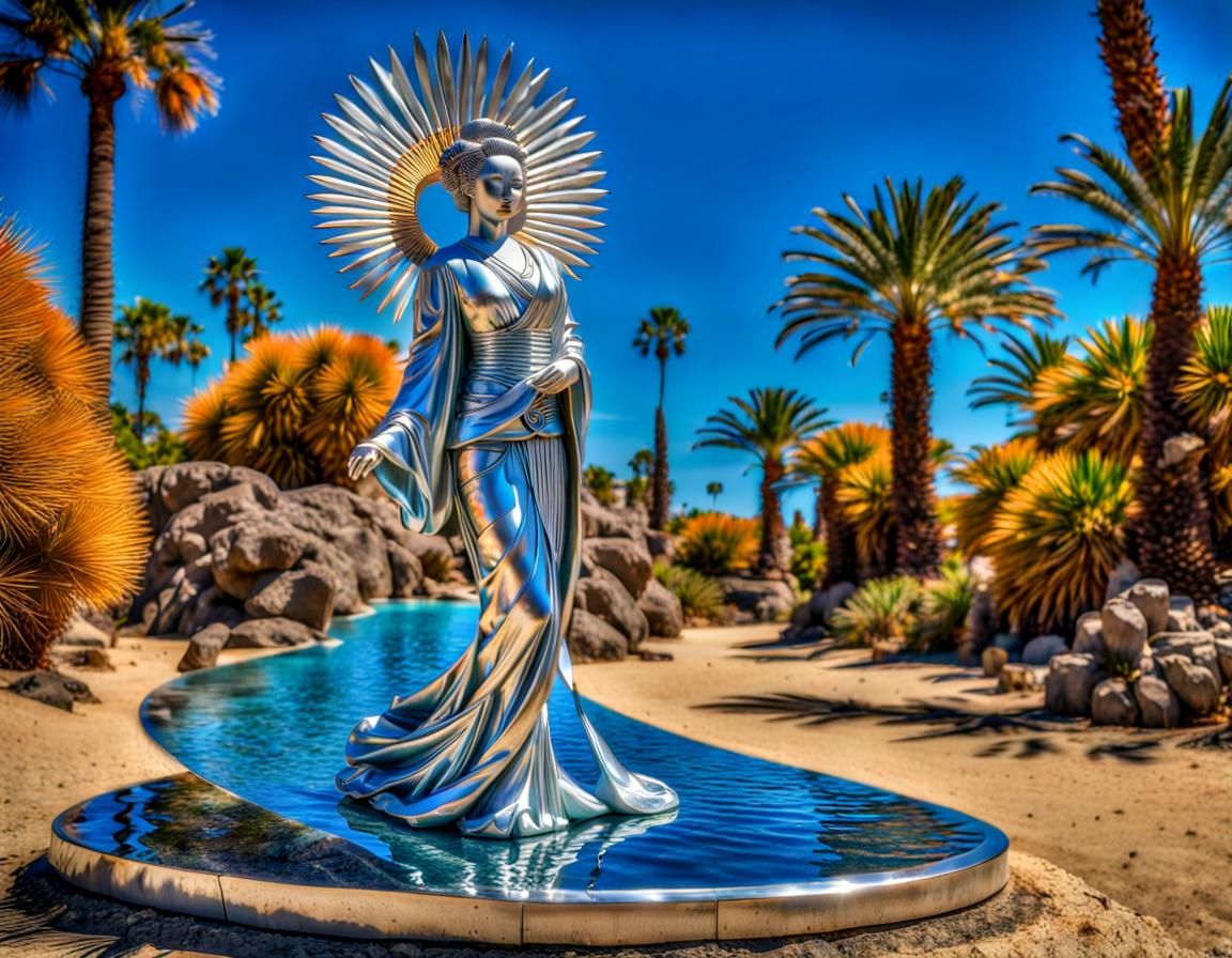 Elegant Desert Oasis in Shimmering Silver