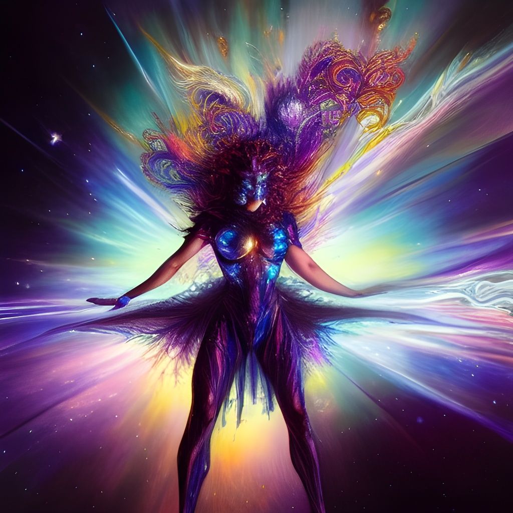 Cosmic Wizard's Fractal Iridescence in Digital Art