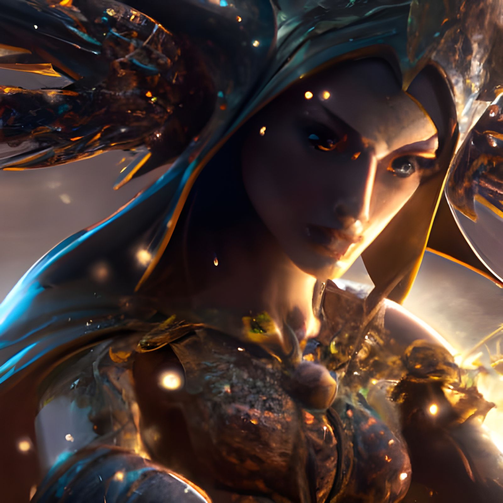 Wicked Sorceress in Hyperdetailed Fantasy Style