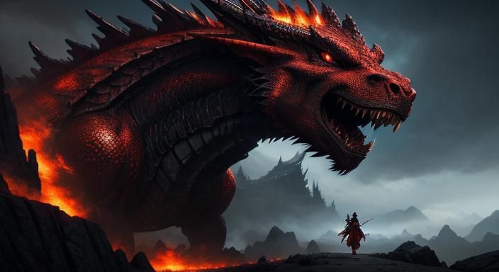 Ninja Master and Fire Dragon Temple Art