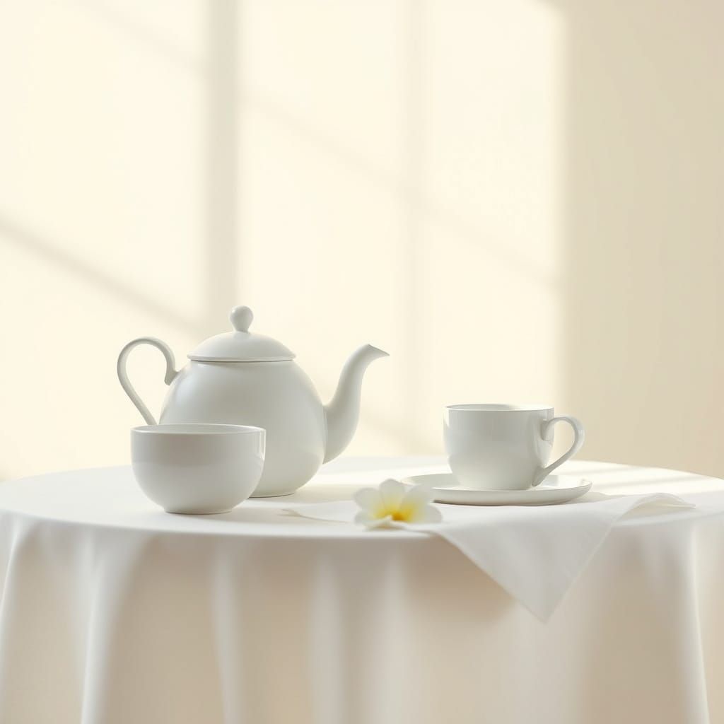 Elegant White Teapot in Minimalist Still Life Composition