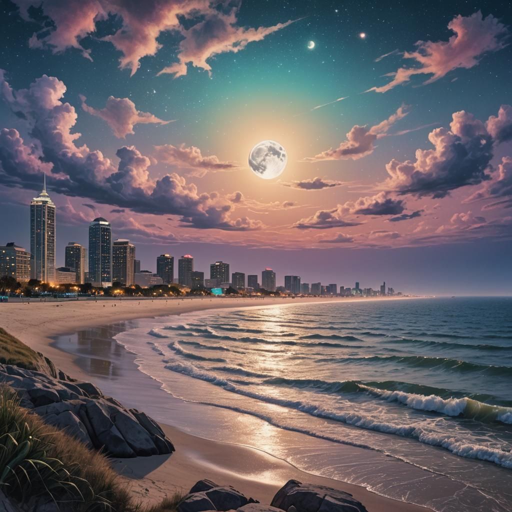 Astral Moonrise Over Virginia Beach