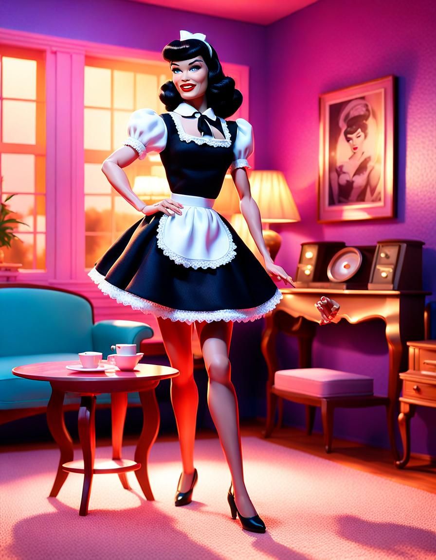 Bettie Page Barbie Doll as 3D Digital Art