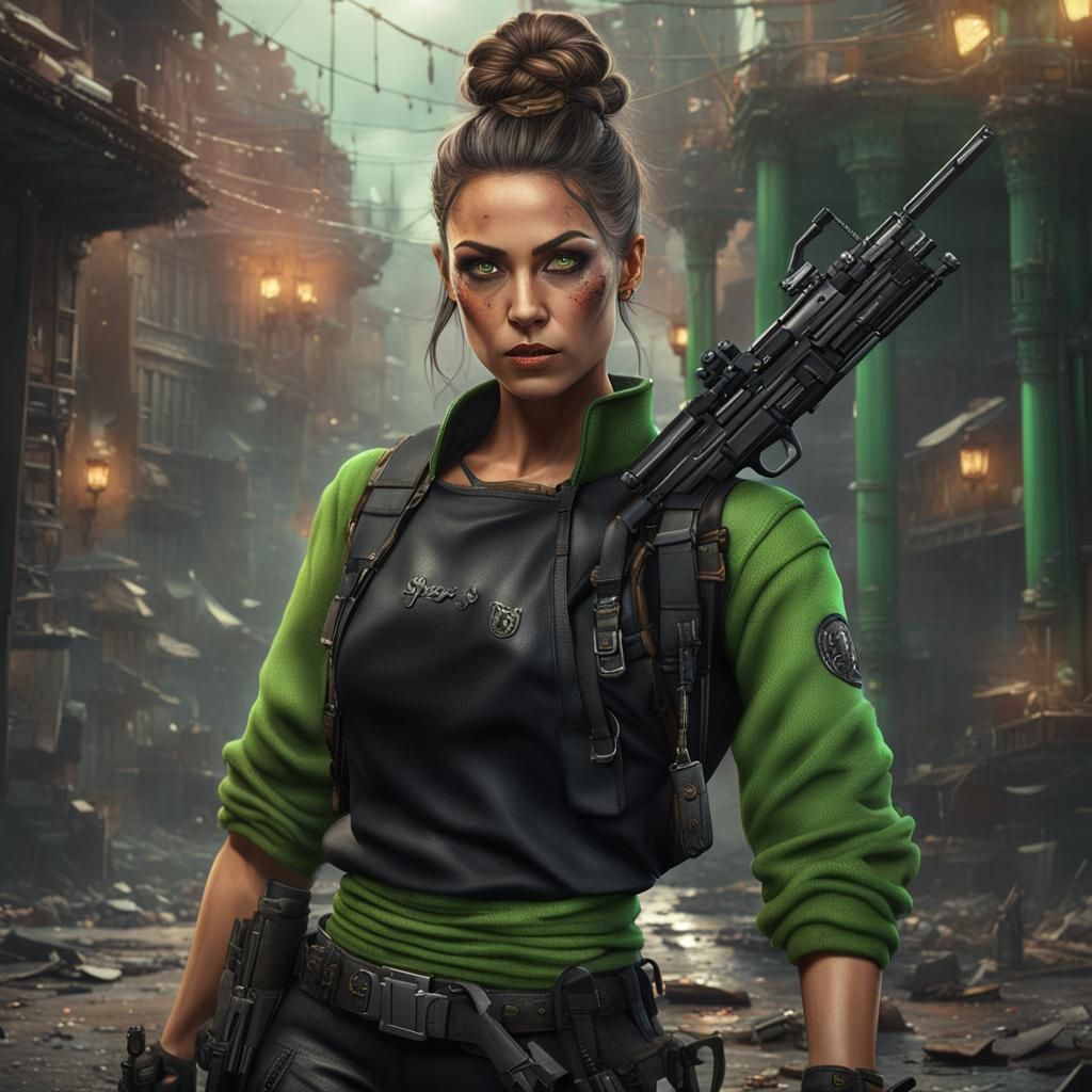 Latina Art Thief in Detailed Matte Painting