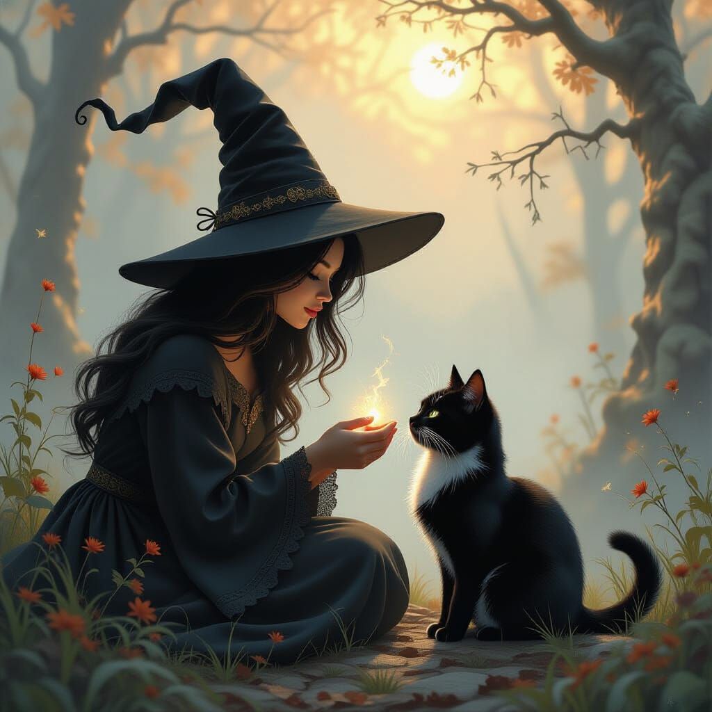 Mystical Witch and Cat Collaboration