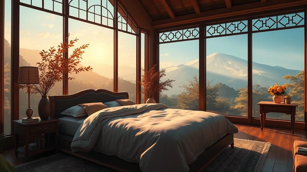 Maximalist Bedroom in Studio Ghibli Anime Style