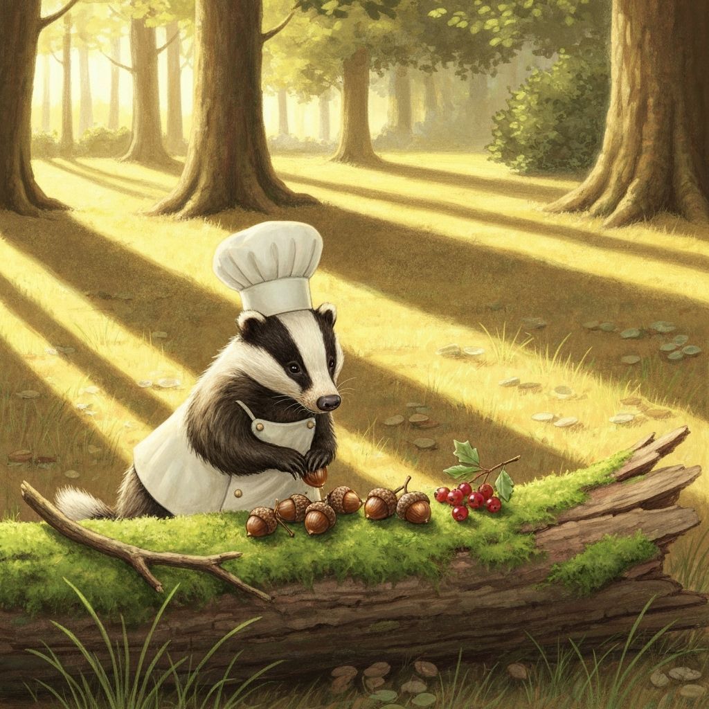 Badger Chef's Forest Feast: A Beatrix Potter-esque Scene