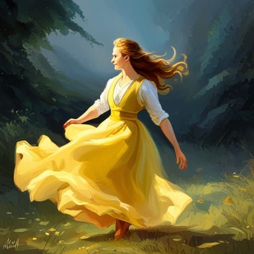 Joyful Woman Twirling in Sunny Glade