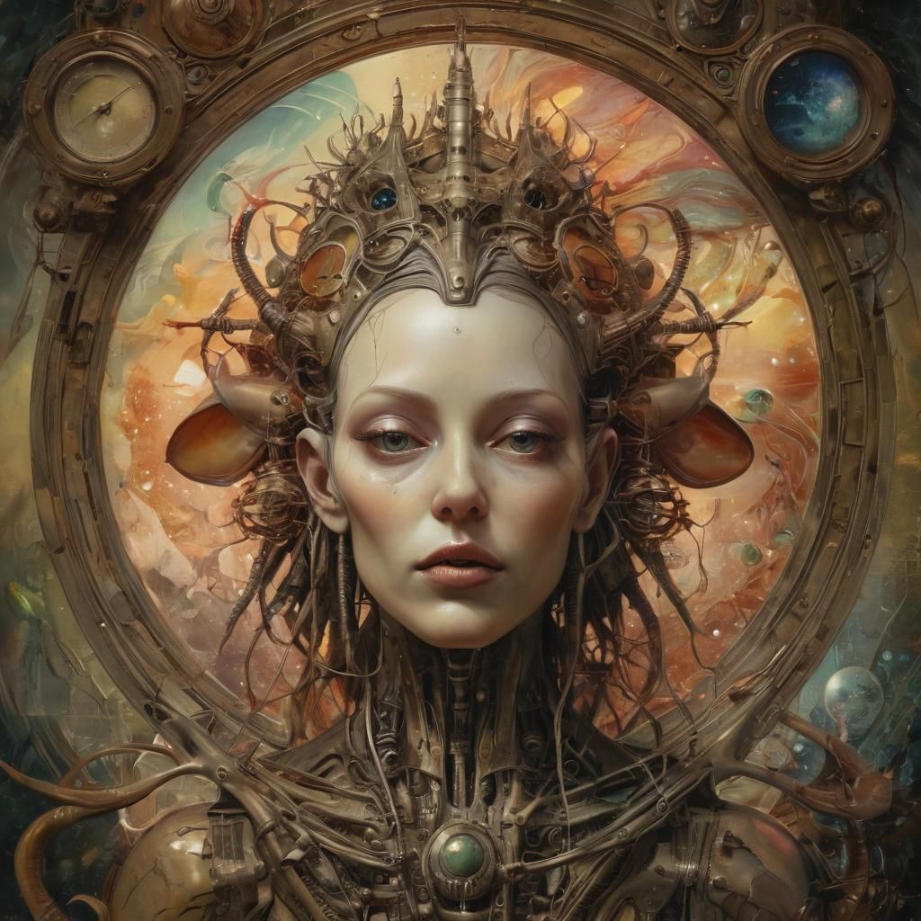 Retrofuturistic Goddess Fantasy Painting