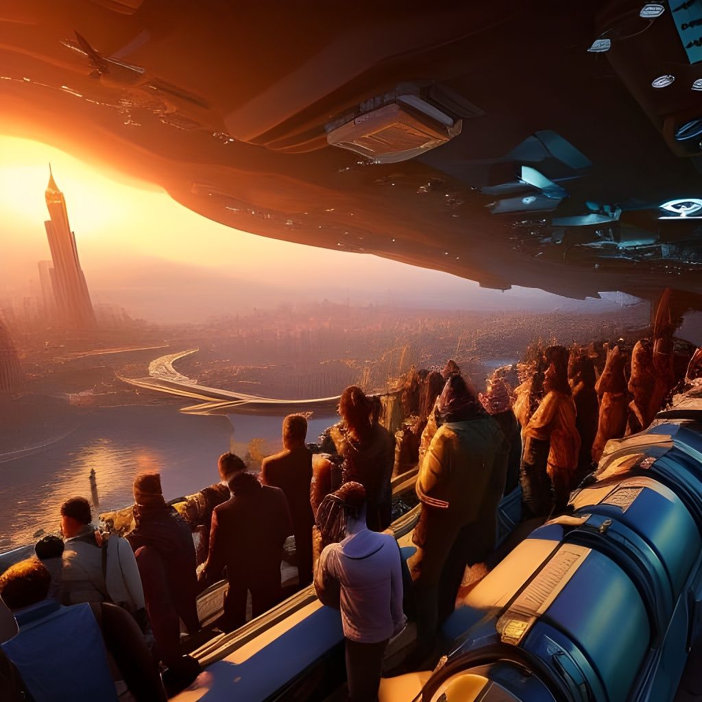 Detailed Digital Illustration of a Complex Crowd Scene