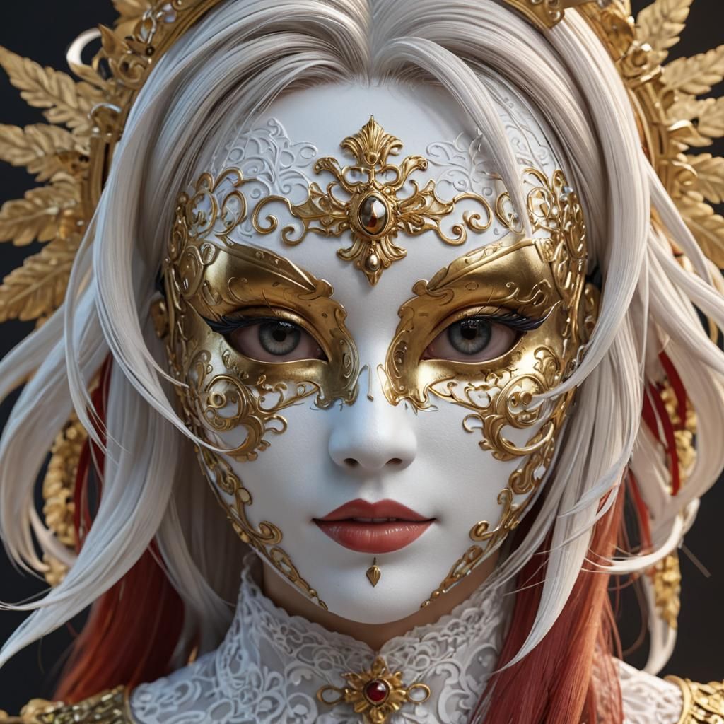 Ornate Venetian Mask in 3D Anime Style