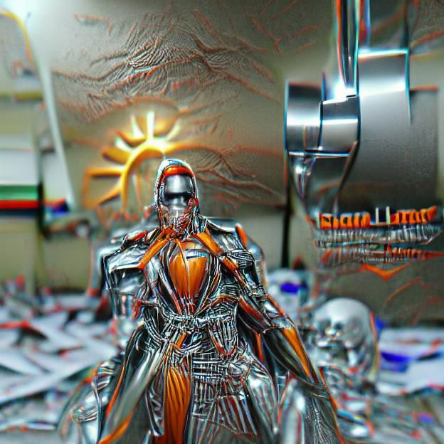 Chrome Magma Android Soldier in Hyperreal 3D