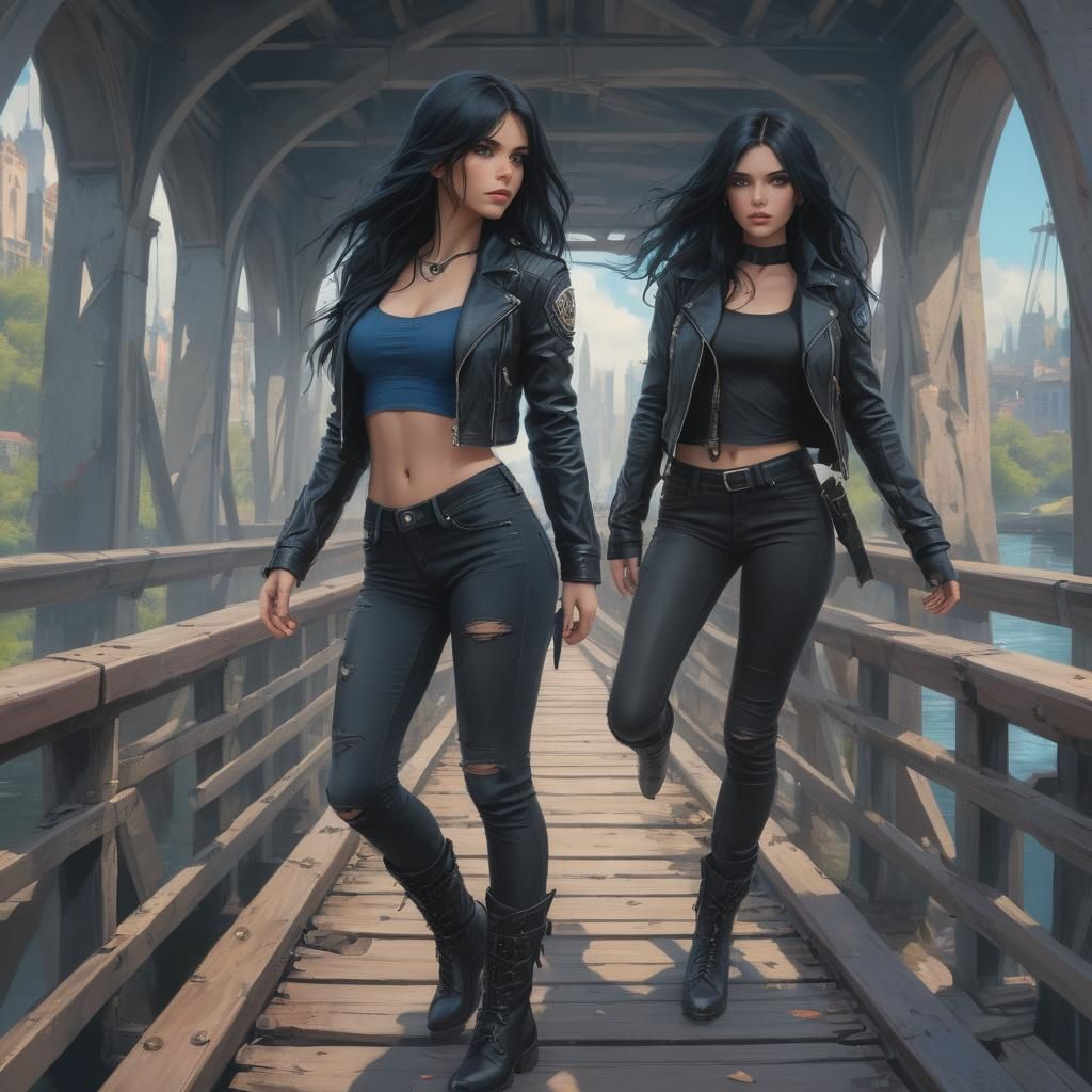 Girl on Broken Bridge: Hyperdetailed Digital Art Portrait