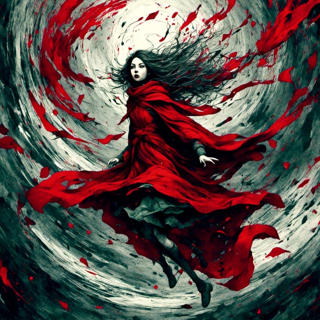 Girl Leaps Across Cosmic Chasm in Retrofuturist Style