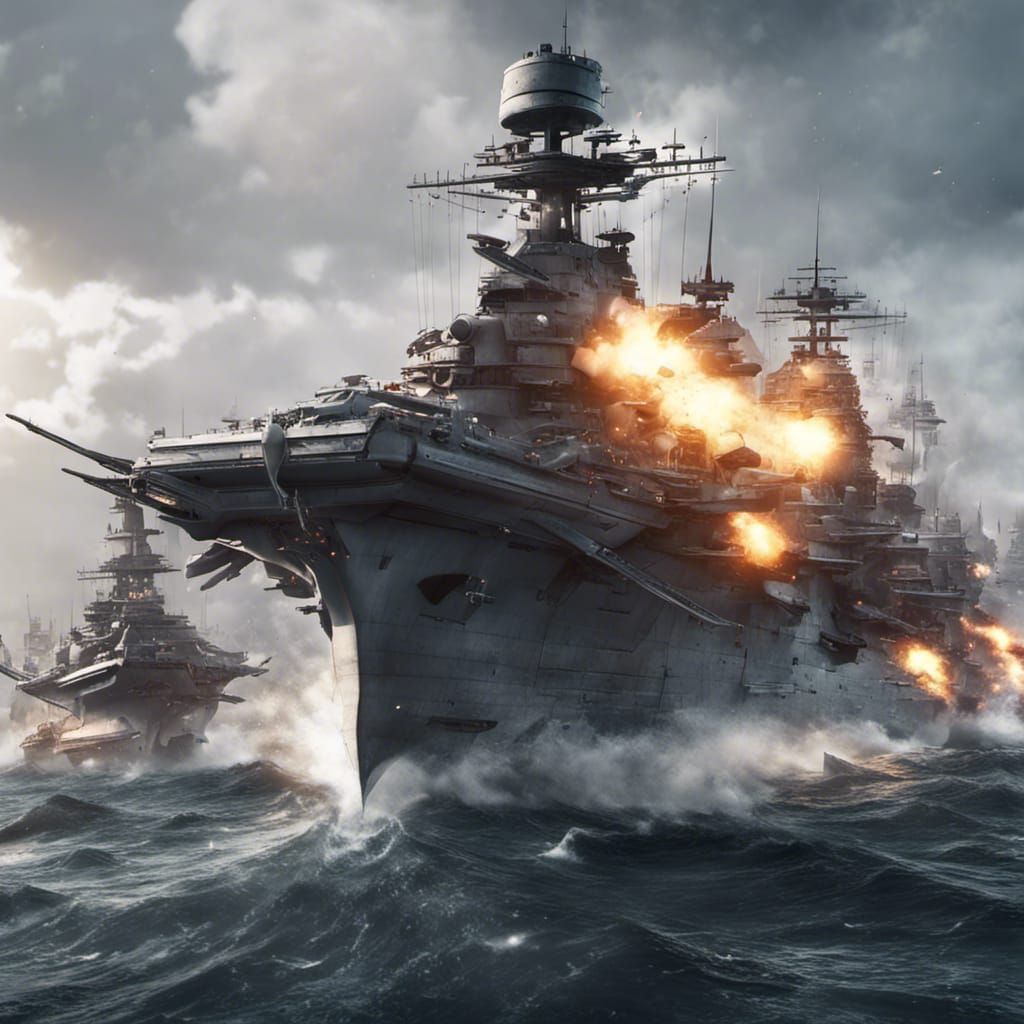 Battleship Engaged in Epic Naval Battle