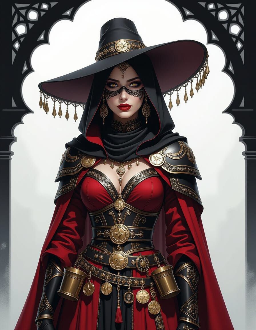 Gothic Knight Woman in Flowing Armor