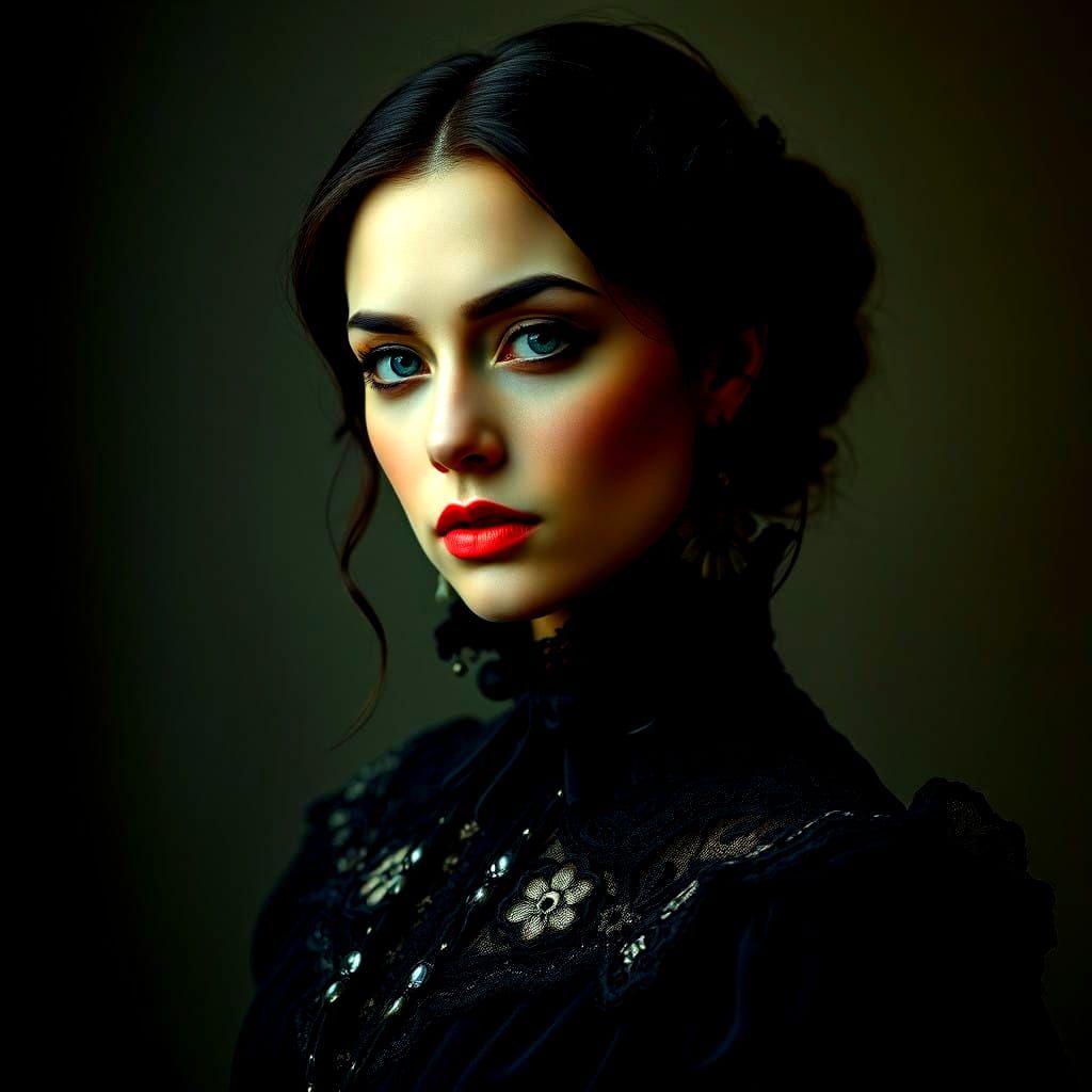 Gothic Victorian Woman Portrait in Ambient Light