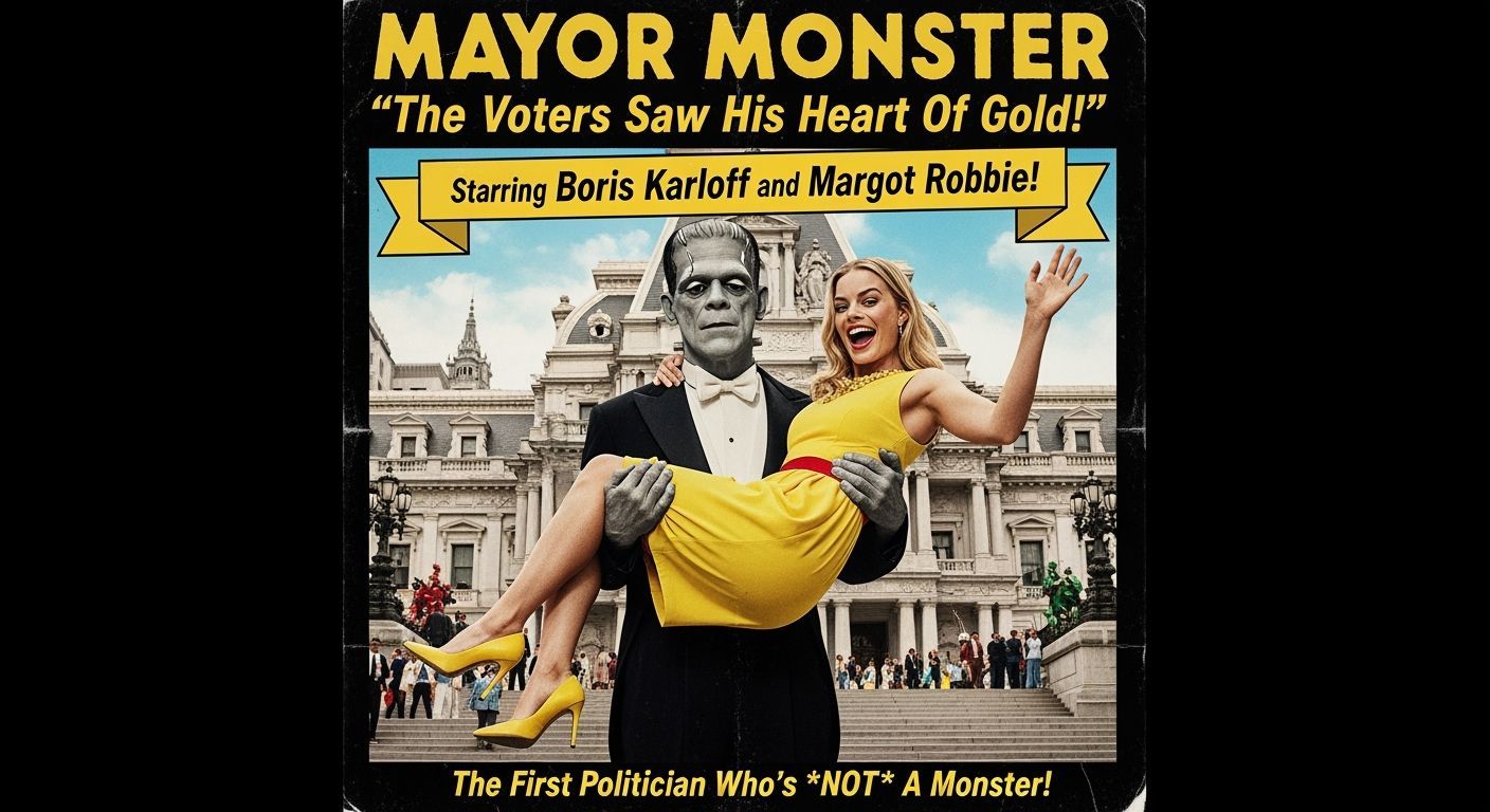 Mayor Monster Movie Poster with Boris Karloff & Margot Robbi...