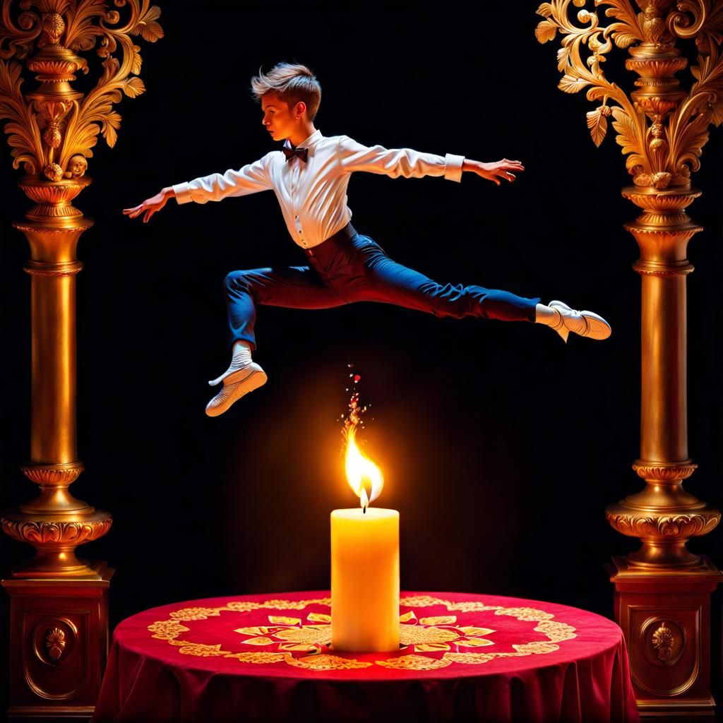 Jack be nimble, Jack be quick,
Jack jump over the candle-sti...