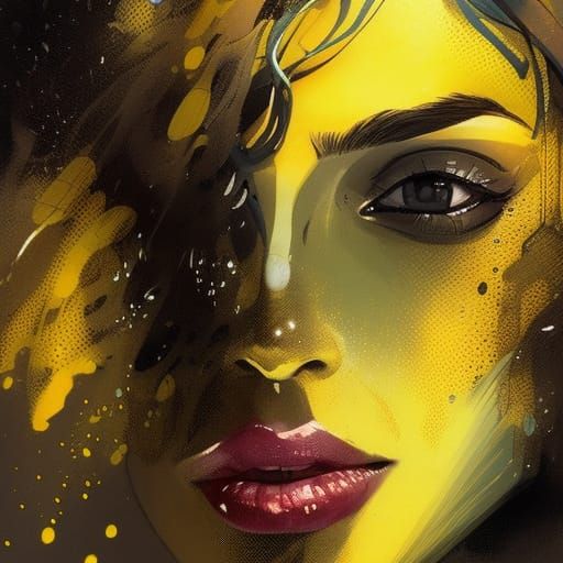 Edgy Yellow Underwater Ink Splash Portrait